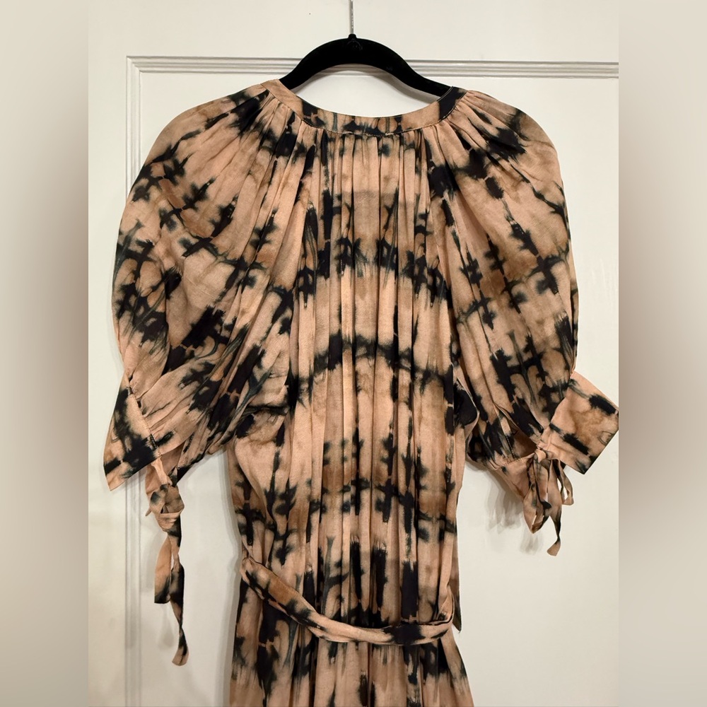 Ulla Johnson beige 'Selena' dress with tie waist in palm tie dye medium - Picture 13 of 14
